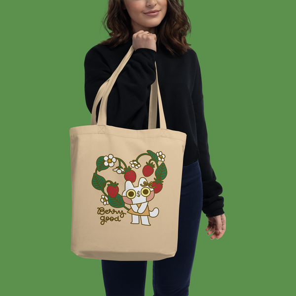 Berry Good Cat Organic Cotton Tote Bag