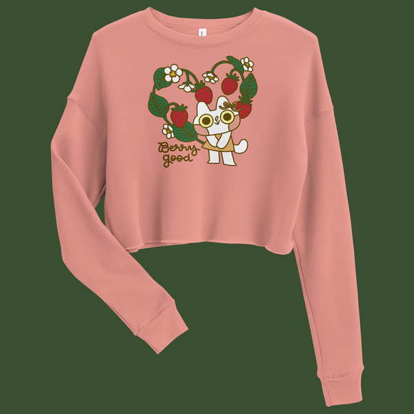 Berry Good Cat Crop Sweatshirt