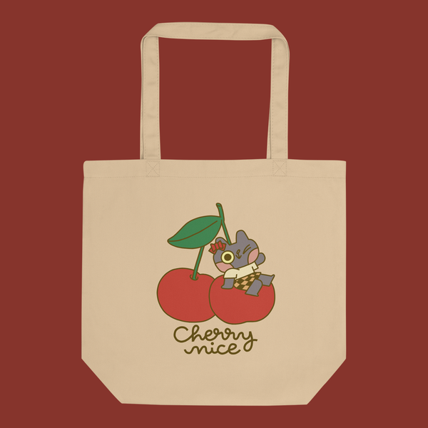 Cherry Nice Cat Organic Cotton Tote Bag