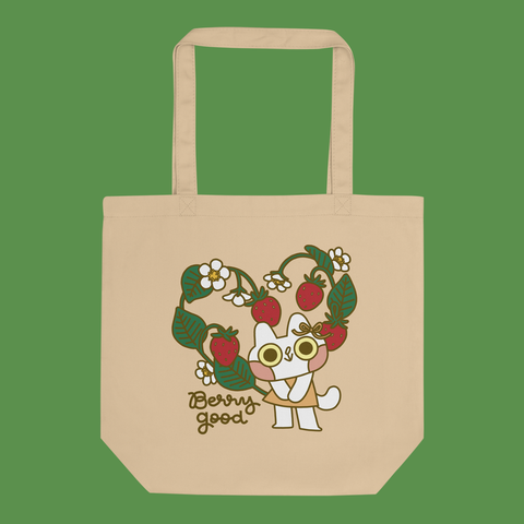 Berry Good Cat Organic Cotton Tote Bag