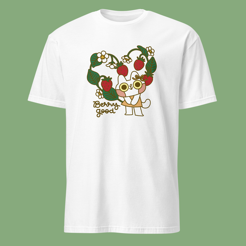 Berry Good Cat T-Shirt in White