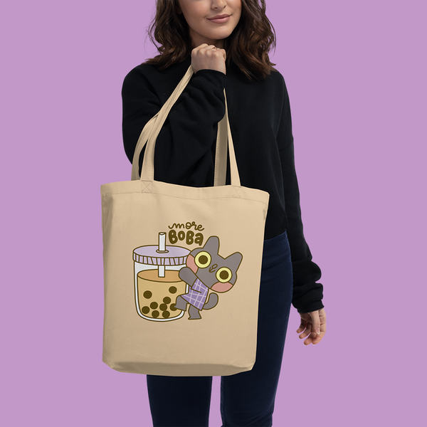 More Boba Cat Organic Cotton Tote Bag