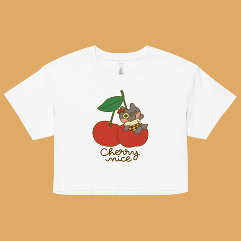 Cherry Nice Cat Crop Top