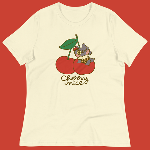 Cherry Nice Cat Relaxed T-Shirt in Lemon