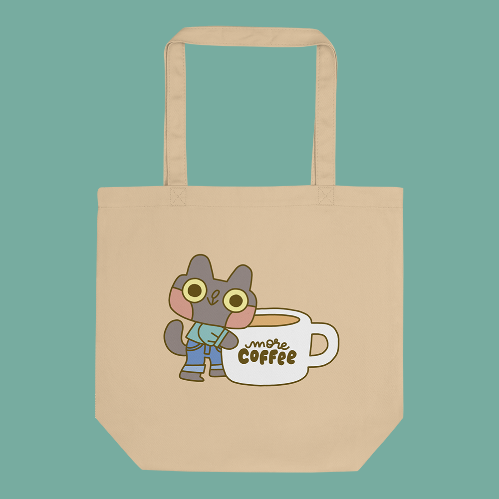 More Coffee Cat Organic Cotton Tote Bag