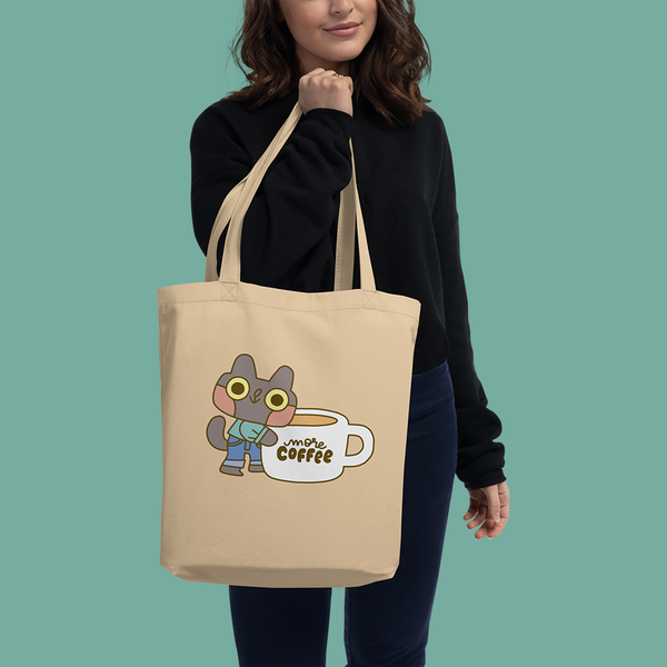 More Coffee Cat Organic Cotton Tote Bag