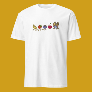 Happy Purrson Fruit Parade Cat T-Shirt in White