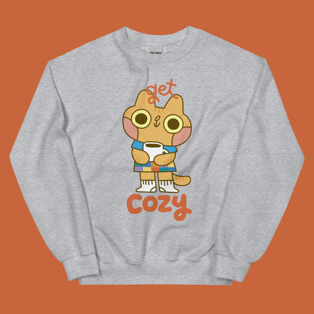 Get Cozy Cat Unisex Sweatshirt in Grey