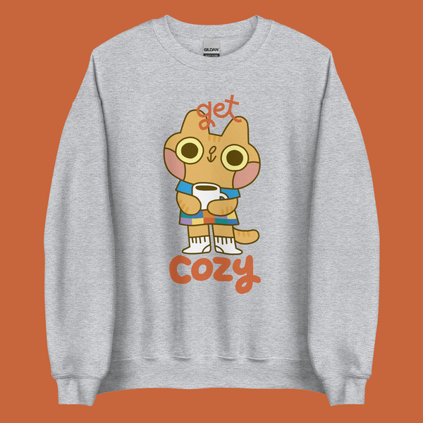 Get Cozy Cat Unisex Sweatshirt in Grey