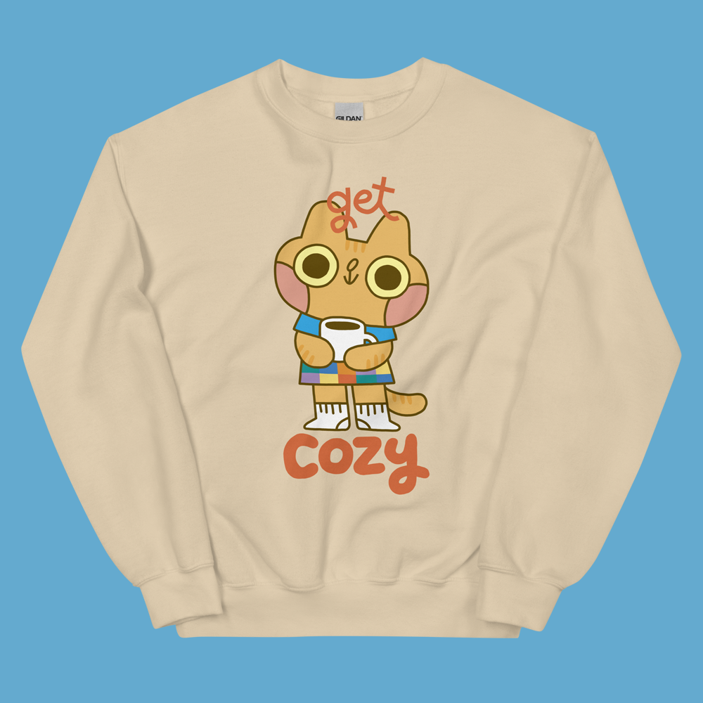 Get Cozy Cat Unisex Sweatshirt in Tan