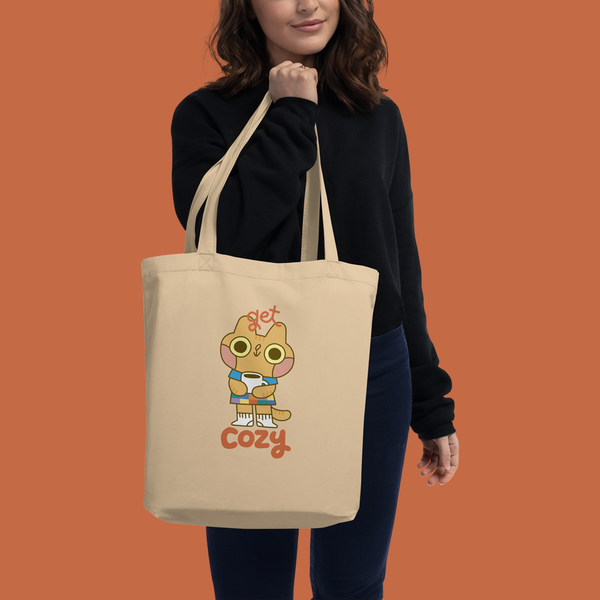 Get Cozy Cat Organic Cotton Tote Bag