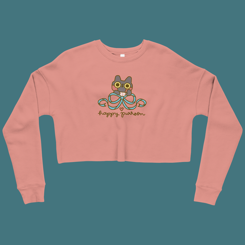 Happy Purrson Bow Cat Crop Sweatshirt