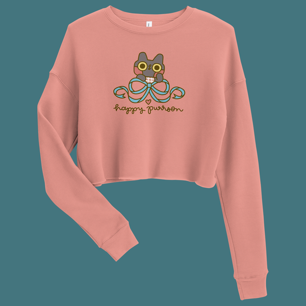 Happy Purrson Bow Cat Crop Sweatshirt