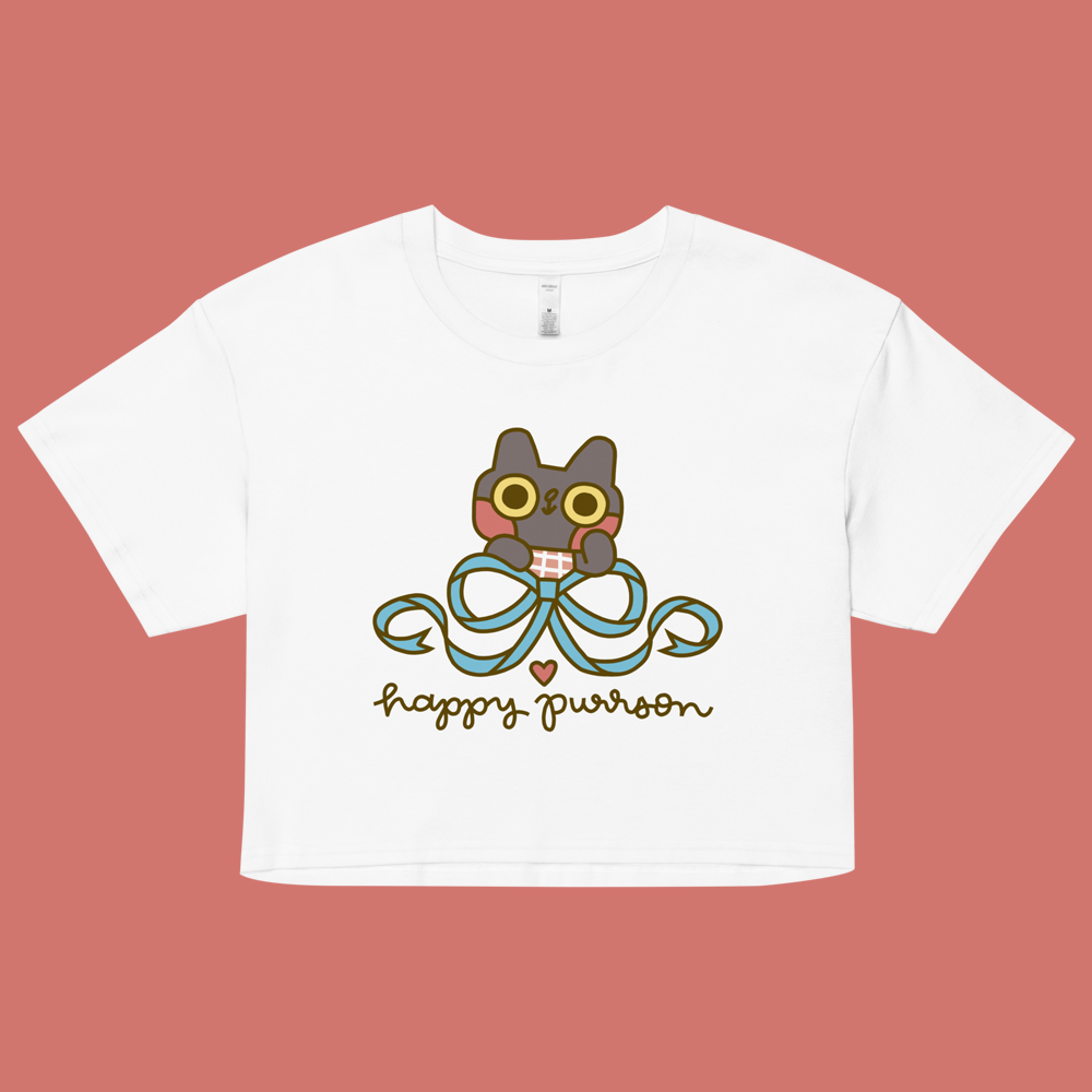 Happy Purrson Bow Cat Crop Top