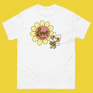 Flower Cat Love Cursive T-Shirt