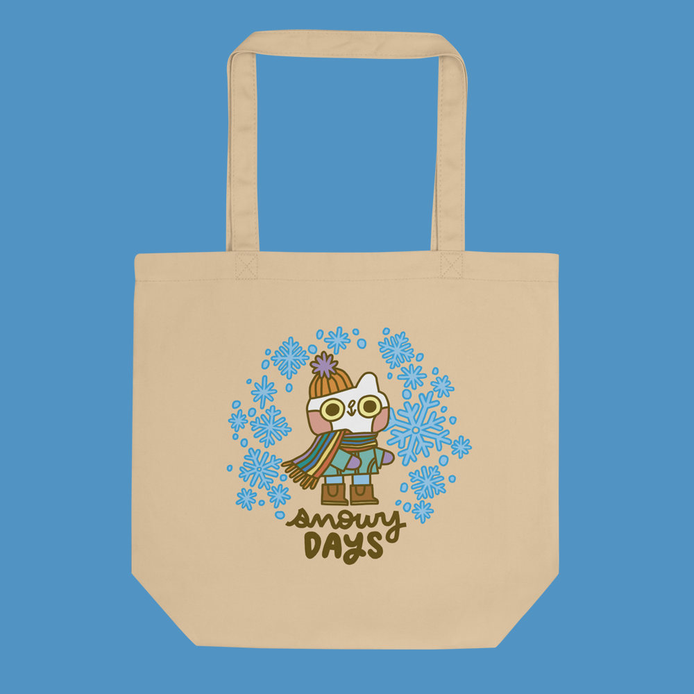 Snowy Days Cat Organic Cotton Tote Bag