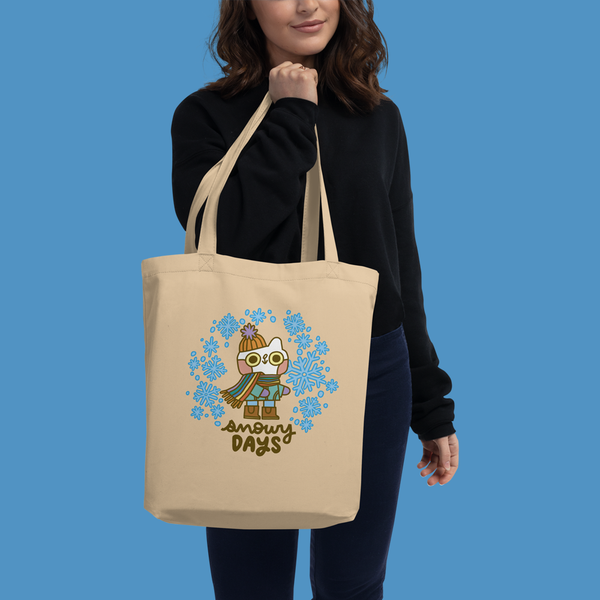 Snowy Days Cat Organic Cotton Tote Bag