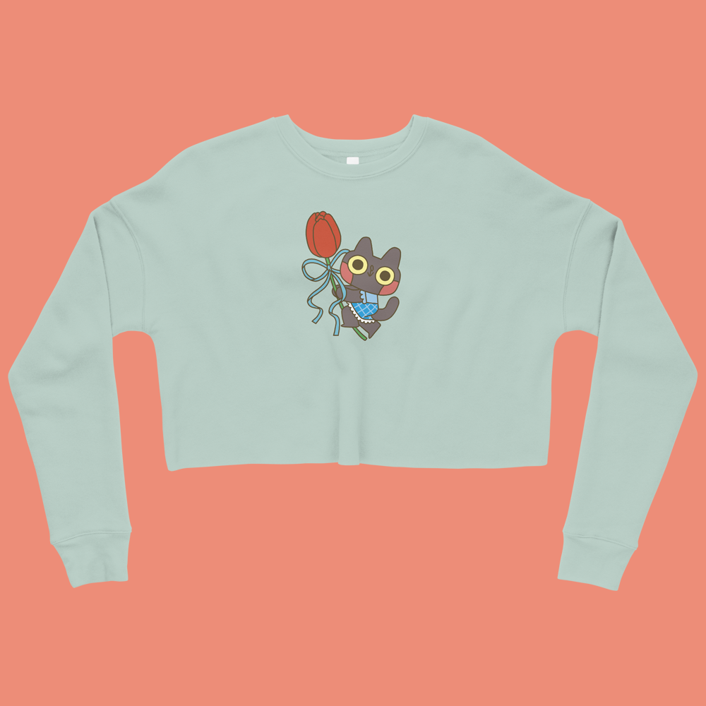 Spring Tulip Cat Crop Sweatshirt