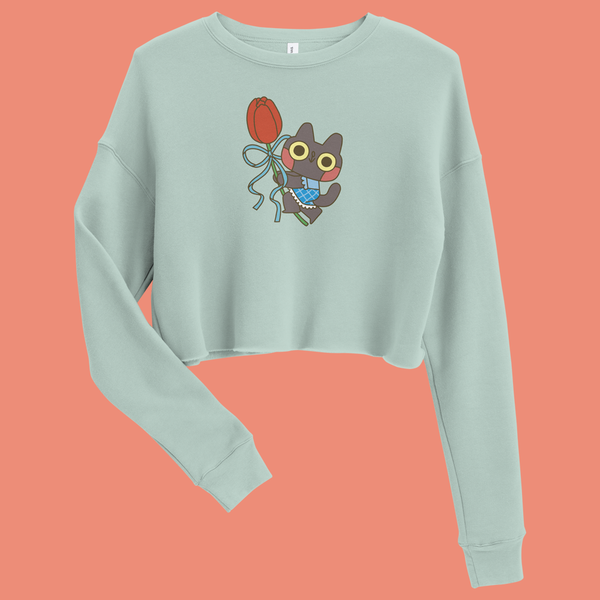 Spring Tulip Cat Crop Sweatshirt